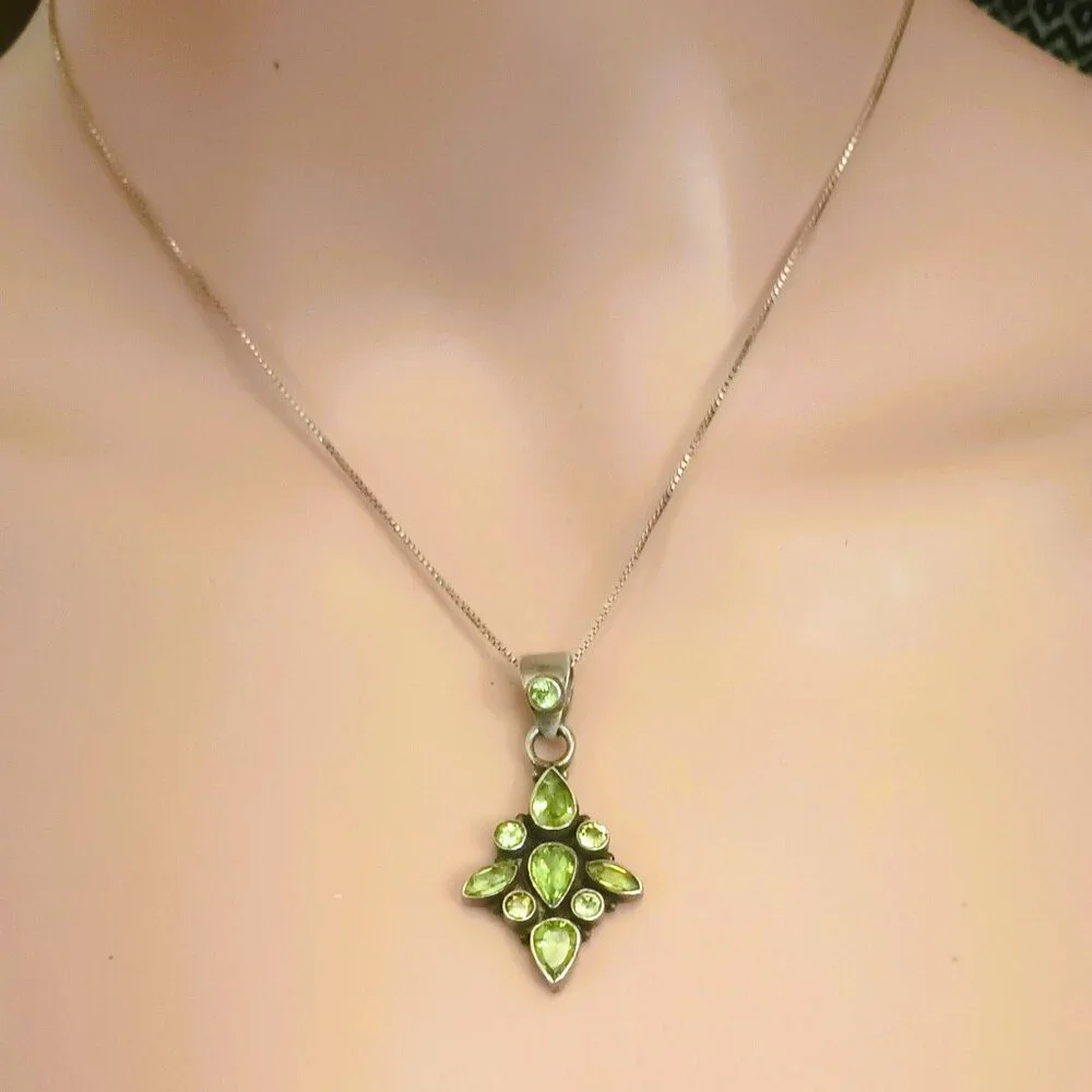 925 Green Tourmaline Tiered Necklace 16